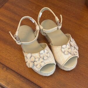 Janie and Jack Cream Floral Woven Espadrille Sandals